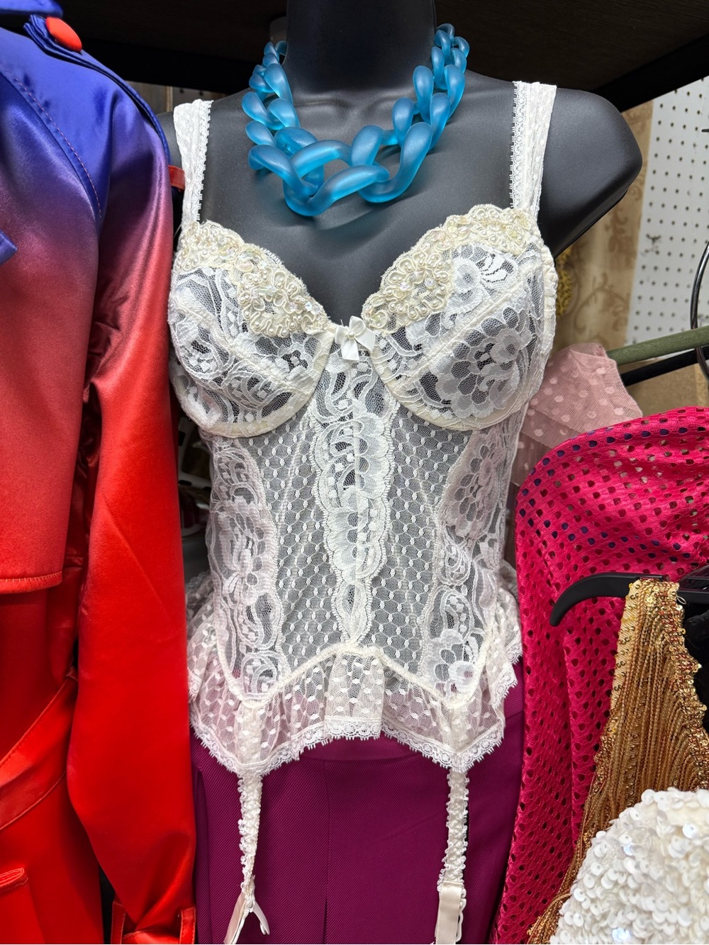Vintage Classic Lace Bustier Corset Top in Ivory - Unbranded